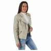 Ava Faux Leather Biker Otw Beige