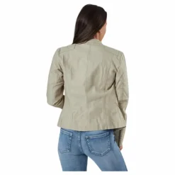 Ava Faux Leather Biker Otw Beige