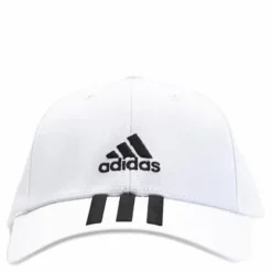 Baseball 3 Stripes Cap Cotton Twill White / Black / Black