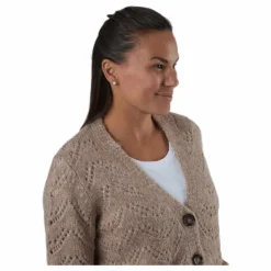 Bibi Ls Knit Cardigan Beige
