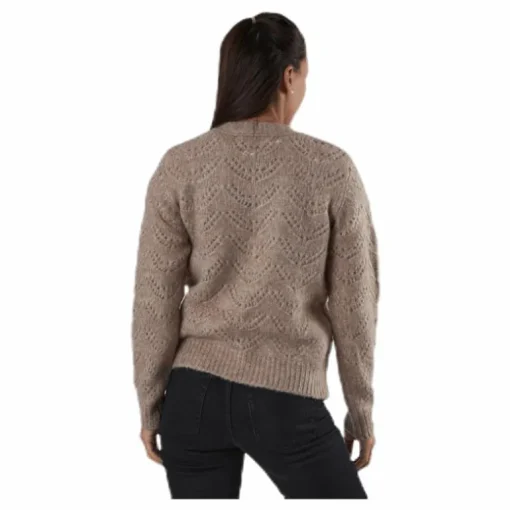 Bibi Ls Knit Cardigan Beige