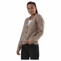 Bibi Ls Knit Cardigan Beige