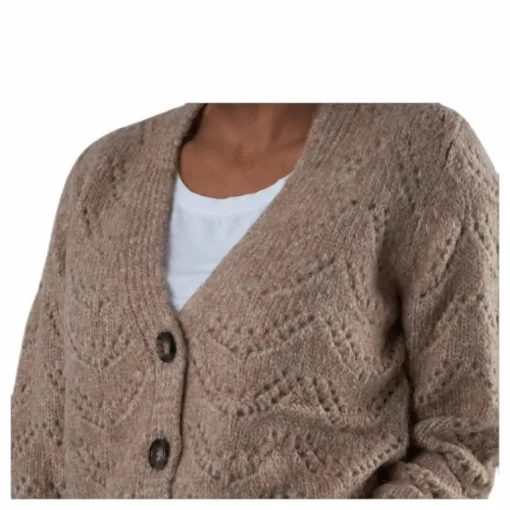 Bibi Ls Knit Cardigan Beige