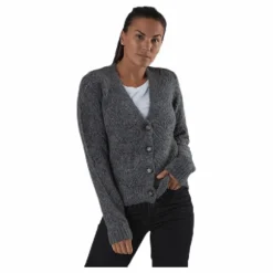 Bibi Ls Knit Cardigan Grey
