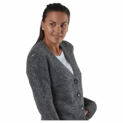 Bibi Ls Knit Cardigan Grey