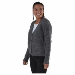 Bibi Ls Knit Cardigan Grey
