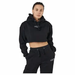 Chill Lounge Cropped Hoodie Black
