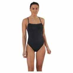 Core Logo Tape Square Neck Swimsuit Black