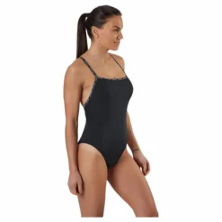 Core Logo Tape Square Neck Swimsuit Black