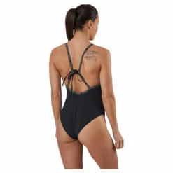 Core Logo Tape Square Neck Swimsuit Black