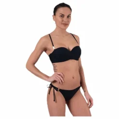 Core Solid String Side Tie Bikini Black