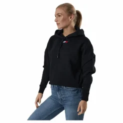 Cropped Hoody Flag Logo Black