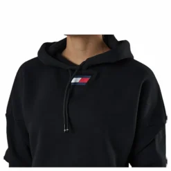 Cropped Hoody Flag Logo Black