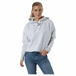 Cropped Hoody Flag Logo Grey