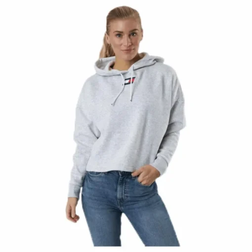 Cropped Hoody Flag Logo Grey