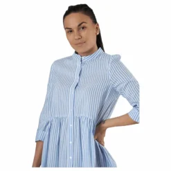 Ditte Life Stripe 3/4 Dress W White