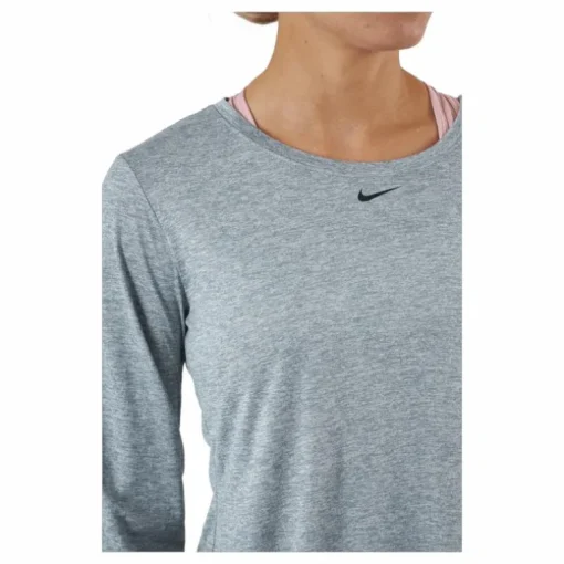 Dri-FIT One Women's Standard Fit Long-Sleeve Top PARTICLE GREY/HTR/BLACK
