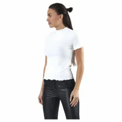 Emma S/S Highneck Top Jrs Beige