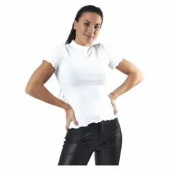 Emma S/S Highneck Top Jrs Beige