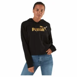ESS+ Metallic Cropped Hoody TR Black/Gold