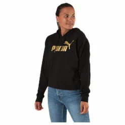 ESS+ Metallic Cropped Hoody TR Black/Gold