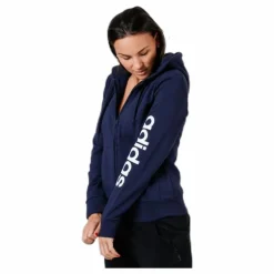 Essentials Linear Full Zip Hoodie Legend Ink / White