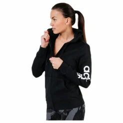 Essentials Linear Full Zip Hoodie Black / White