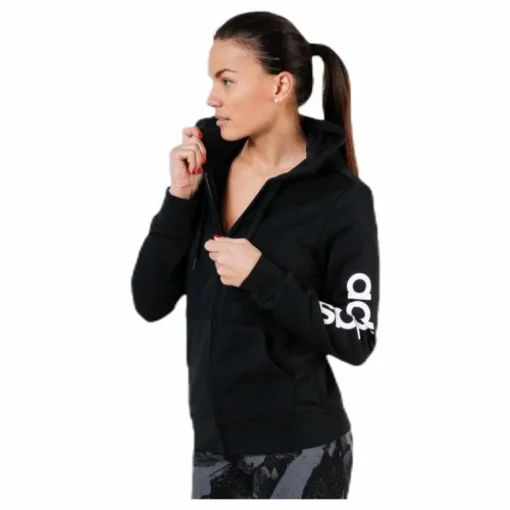 Essentials Linear Full Zip Hoodie Black / White