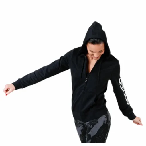 Essentials Linear Full Zip Hoodie Black / White