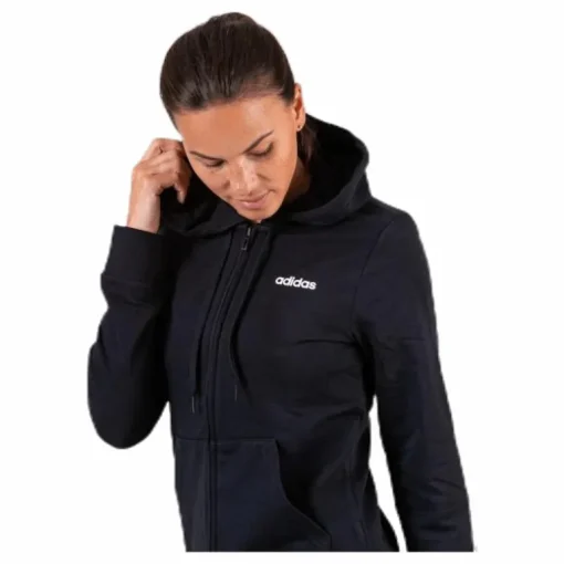 Essentials Solid Full Zip Hoodie Black / White