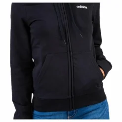 Essentials Solid Full Zip Hoodie Black / White