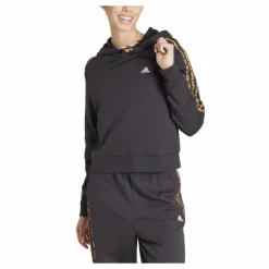 Essentials 3-Stripes Animal Print Relaxed Hoodie Black / Magic Beige