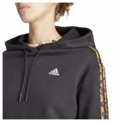 Essentials 3-Stripes Animal Print Relaxed Hoodie Black / Magic Beige