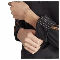 Essentials 3-Stripes Animal Print Relaxed Hoodie Black / Magic Beige