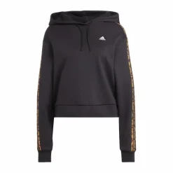Essentials 3-Stripes Animal Print Relaxed Hoodie Black / Magic Beige