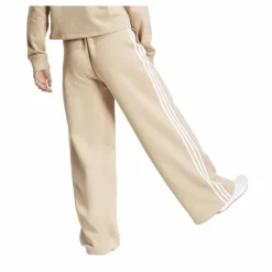 Essentials 3-Stripes Fleece Wide Joggers Beige