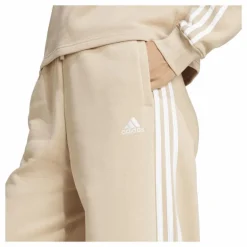 Essentials 3-Stripes Fleece Wide Joggers Beige