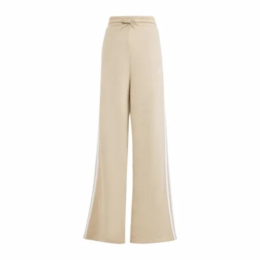 Essentials 3-Stripes Fleece Wide Joggers Beige
