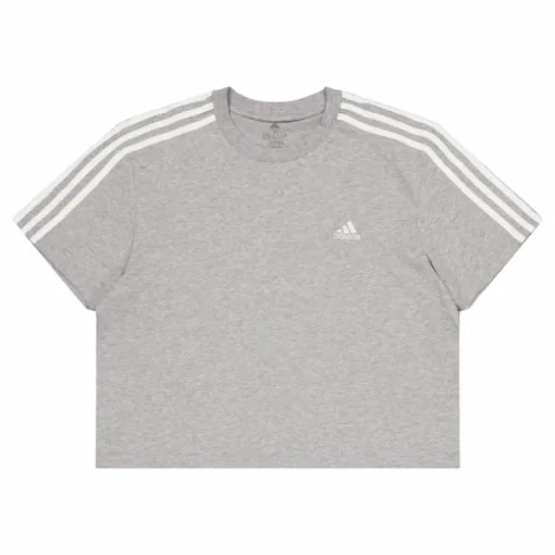 Essentials 3-Stripes Single Jersey Crop Top Medium Grey Heather