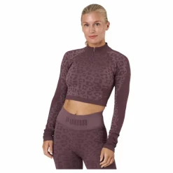 Formknit Seamless Cropped 1/4 Dusty Plum-leopard Print