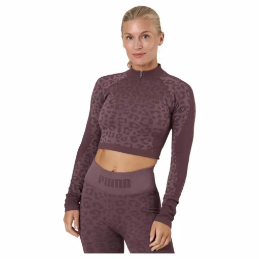 Formknit Seamless Cropped 1/4 Dusty Plum-leopard Print