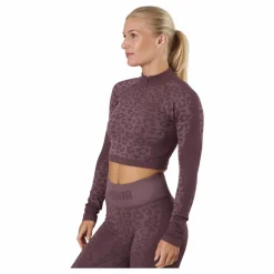 Formknit Seamless Cropped 1/4 Dusty Plum-leopard Print