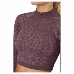 Formknit Seamless Cropped 1/4 Dusty Plum-leopard Print