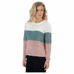 Geena L/S Block Pullover Knt White