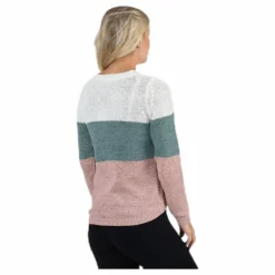 Geena L/S Block Pullover Knt White