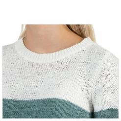 Geena L/S Block Pullover Knt White