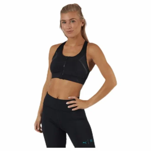 High Impact Front Zip Bra Black