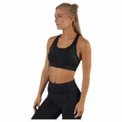 High Impact Front Zip Bra Black