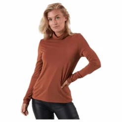 Kamala Ls Rollneck Top Brown