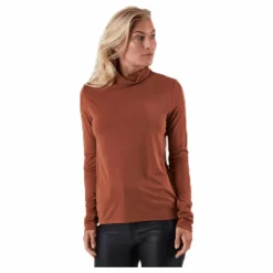 Kamala Ls Rollneck Top Brown
